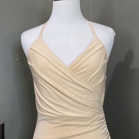 ASOS AX Paris Maxi Dress Maxi Length Ruched Creamy Nude color - Picture 16 of 16